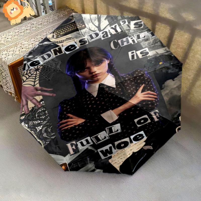 Midnight Whispers: Gothic Elegance Folding Umbrella Suitable for All Seasons Travel Sun Umbrella Printing Travel