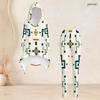 Women Plus Size Black White Printed Hooded Long Sleeve High Low Top Fitted Pants Two Piece Set