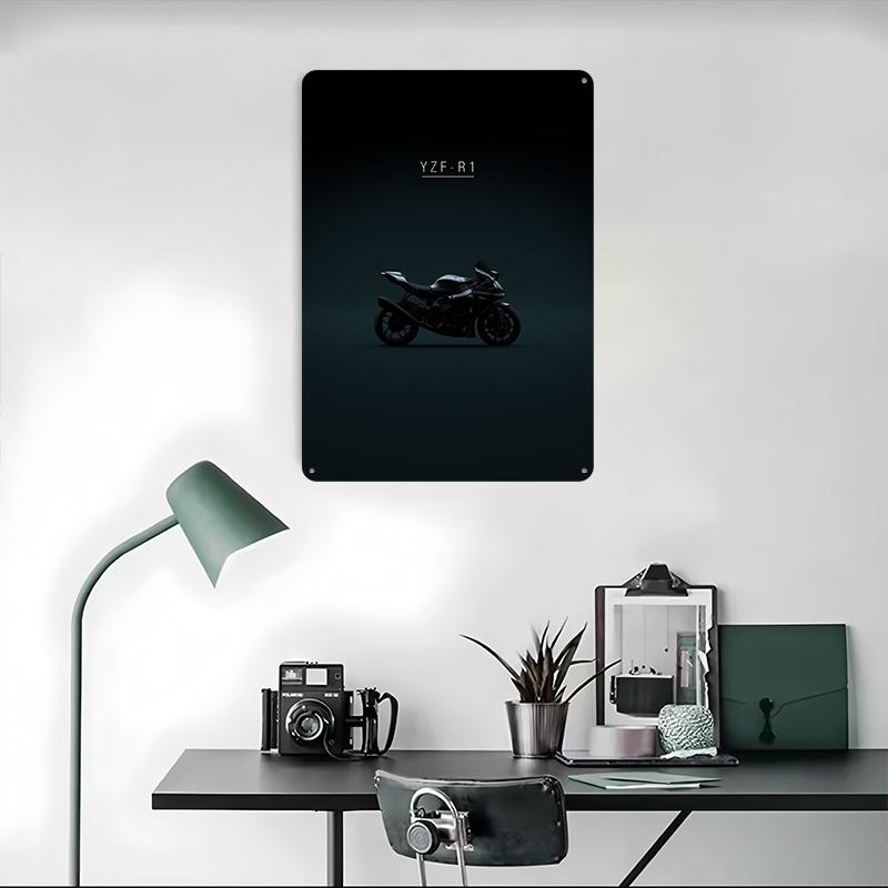 2017 Motorrad YZF R1 Gedrucktes Poster Benutzerdefinierte Wandkunst Retro Vintage Metallblechschilder für Raumdekoration Schlafzimmerdekorationen