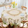 Easter Round Tablecloth Easter Bunny Egg Table Cover Spring Farmhouse Home Kitchen Dinning Table Decor Holiday Party Supplies