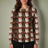 Women's Casual Long-sleeved Single-breasted Christmas Printed Protective Clothing Cardigan Top