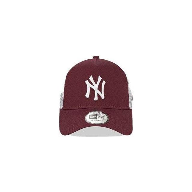 Buy Men's Red Baseball Cap with Logo New Era New York Maroon A-Frame  Trucker NY Bordo at affordable prices — free shipping, real reviews with  photos — Joom