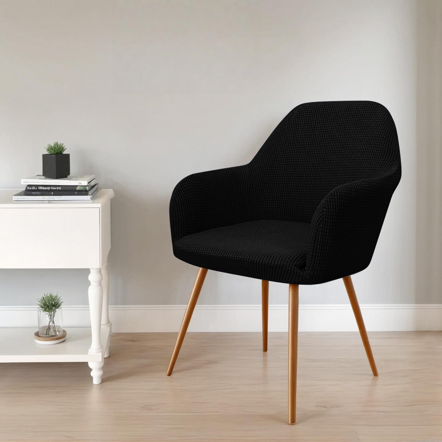 

1PC Polar Fleece High Armchair Cover Stretch Spandex Dining Chair Slipcover Elastic Removable Seat Protector Case for Living Roo чорний