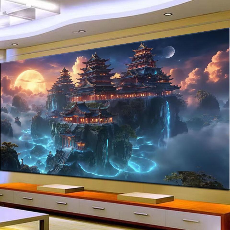 Large Size Mosaic DIY Full Diamond Painting Kits Art Fantasy Fairyland Palace Embroidery Cross Stitch Rhinestones