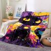 1pc Colorful Cat Artwork Blanket Lightweight Flannel Blanket Throw Blanket For Sofa, Bed, Travel, Camping, Livingroom, Office, Couch, Chair, And Bed y