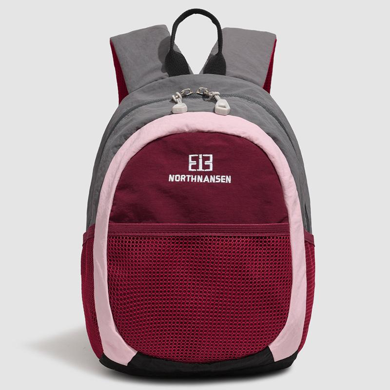 Colorblock Nylon Backpack with Mesh Pocket Lightweight Outdoor Daypack for Travel School Daily