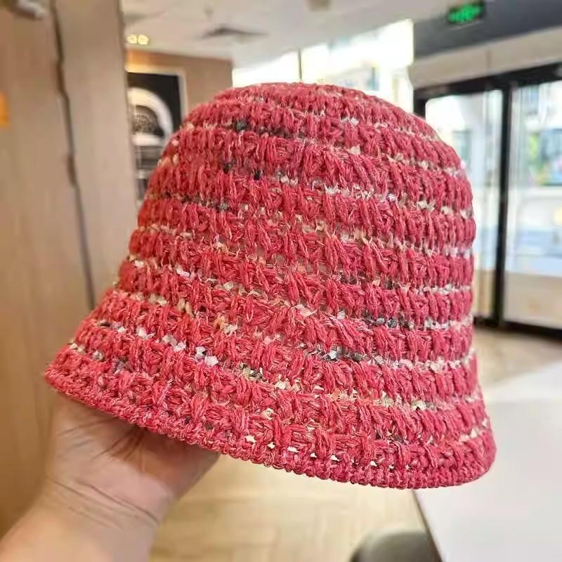 

2024 New Summer Ventilated Bucket Hat Women s Stylish Geometric Sunshade Fisherman Hat червоний