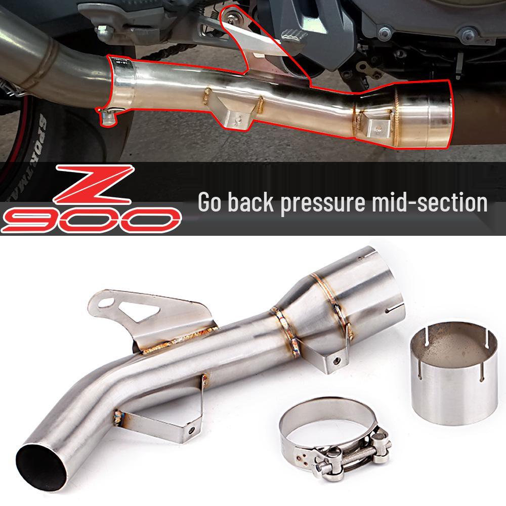 Stainless Steel Z900 Retrofitting Pipe for Mid-Drum: Converts Back Pressure to Straight Output (2017-2021 Models)