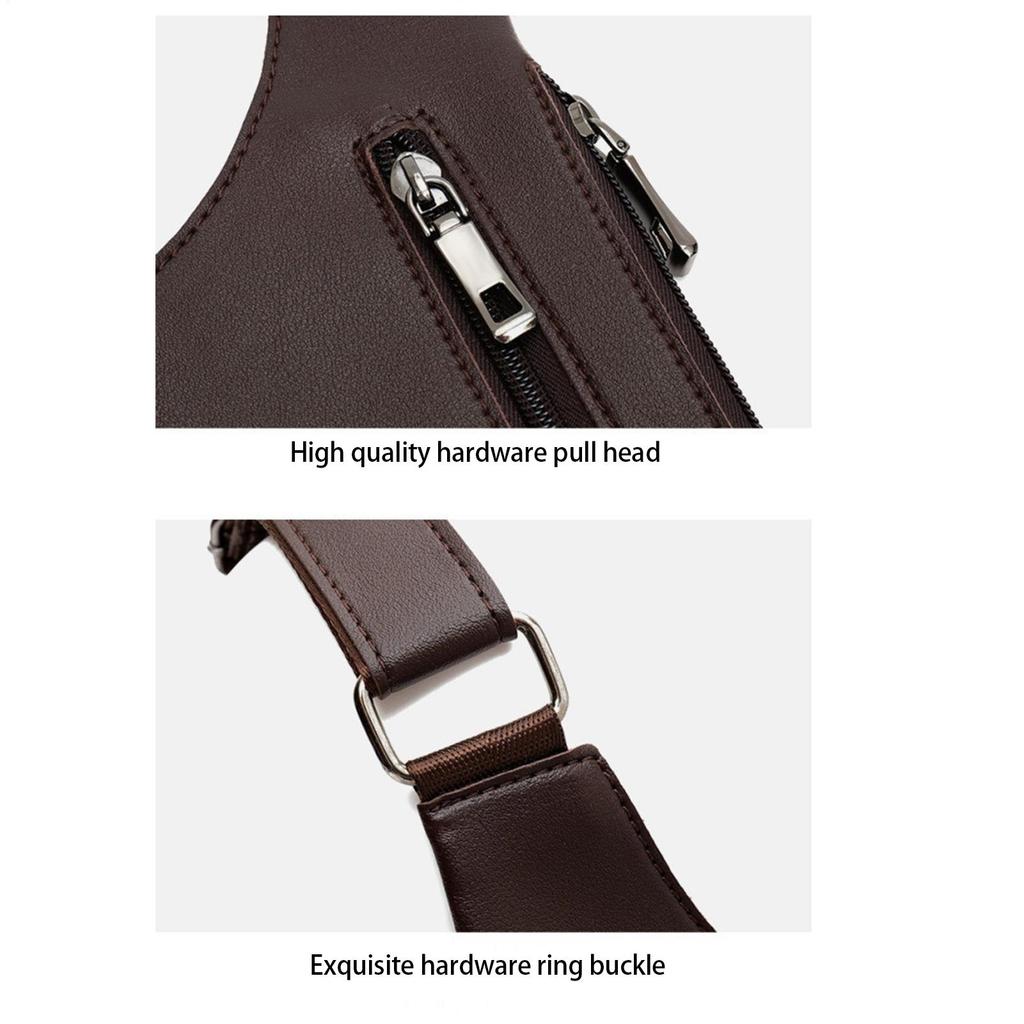 Multi-Pocket Double Shoulder Strap Outdoor Anti-Theft Tactical Fishing Bag Waterproof PU Multi-Purpose Crossbody Bag For Men
