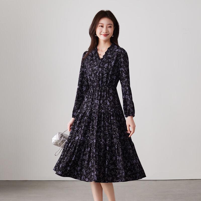 SOFSIL French Elegant Floral V-Neck Midi Dress