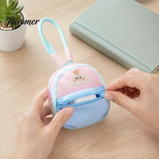 Lightweight Polyester Change Holder Small Coin Purse, Macaron Style Mini Backpack Pendant with Lanyard, Compact Storage Case for Keys Pouch