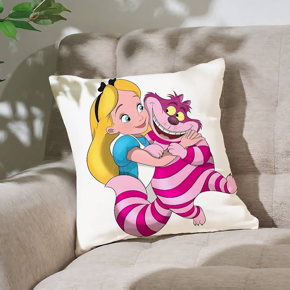 A-Alice In W-Wonderland Pillow Case Cushion Cover Soft Cute Throw Pillow Case For Car Sofa Pillowcase Polyester With Zipper