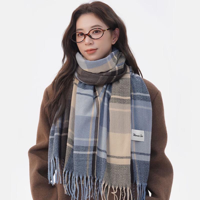 

Warrior Women s Faux Cashmere Plaid Tassel Scarf Shawl