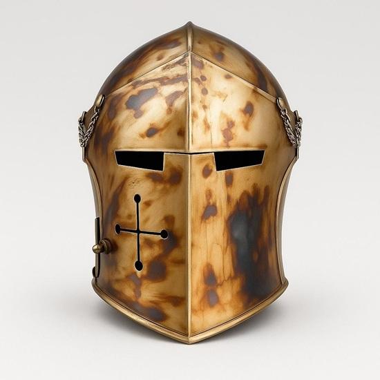 Handmade Crusader Knight Barbuda Helmet Battle Decor Gift