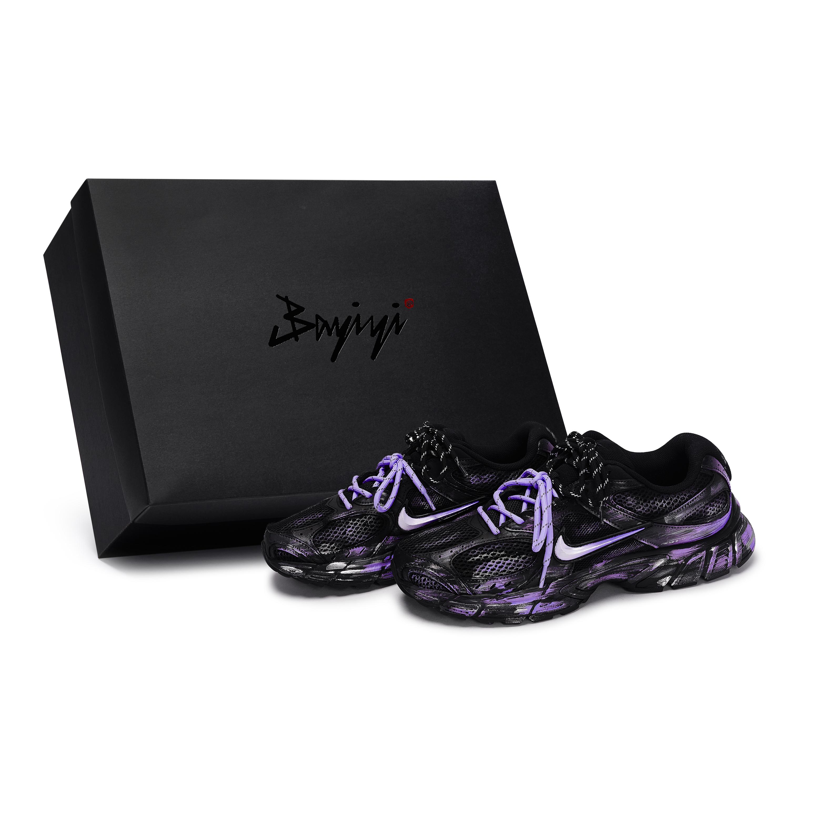 

Nike V5 RNR Abrasion Resistant Low top Running Shoes Unisex Black Silver Purple HJ5228-001(Team80-SBOX) 42.5