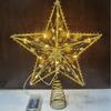 LED Glittering Rattan Wrought Iron Christmas Tree Topper Ornament