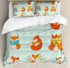 Set Copripiumino Volpe Pelosa Stampa Animale Selvatico Inverno Freddo, Set Biancheria da Letto Decorativo 3 Pezzi con 2 Federe, Dimensioni Singolo Matrimoniale King