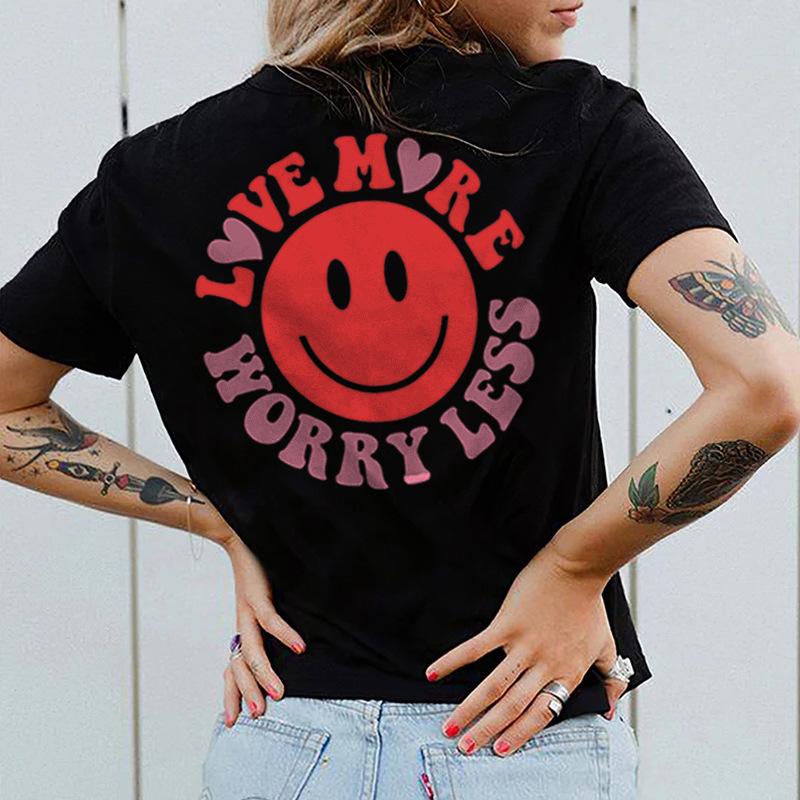 Summer Round Neck 3D Simple Print Top Fashionable Casual Short Sleeved Women's T-shirts