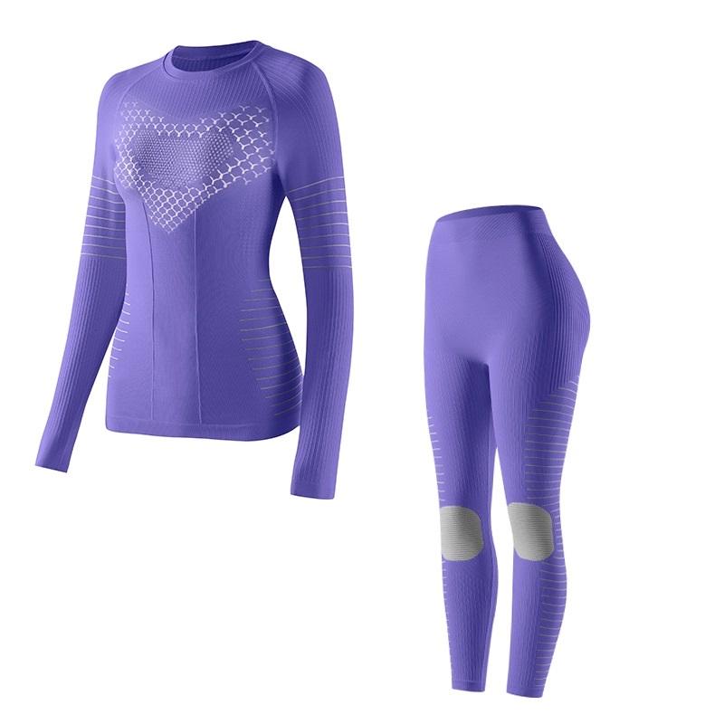 Womens Ski Suit Thermal Compression Base Layer Sweat Wicking Quick Dry Skiing Outfit Fitness Activewear Set