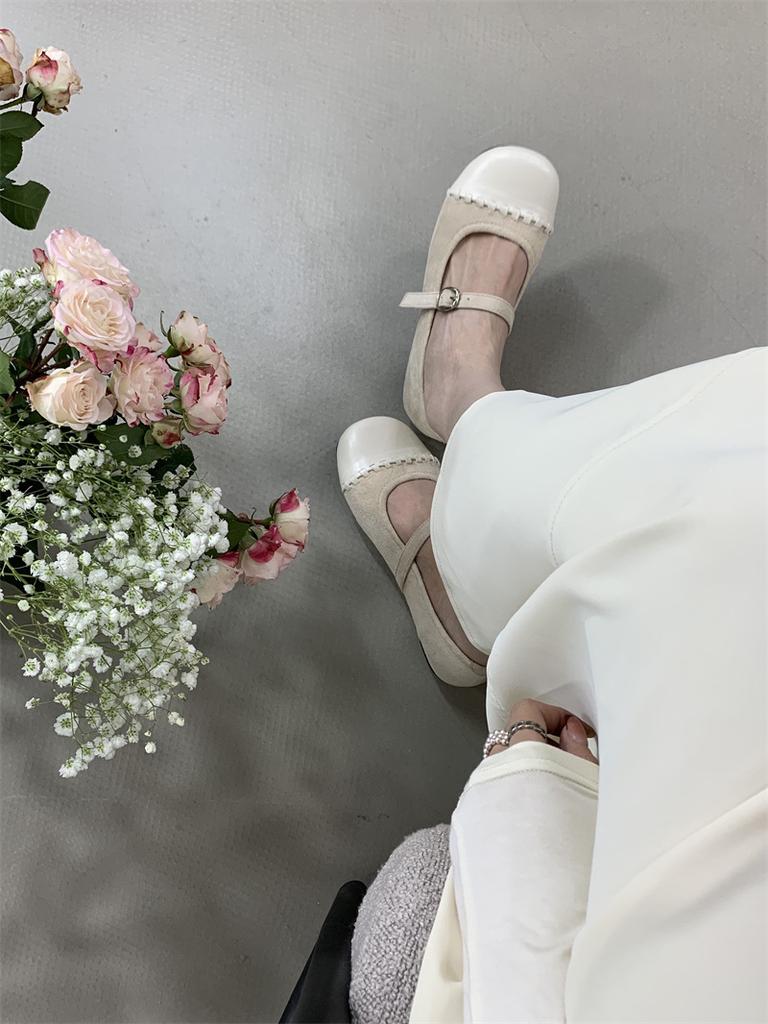 Fashion IPPEUM Women Mary Janes Shoes 2025 New Round Toe Buckle Ballet Flats Black PU Leather