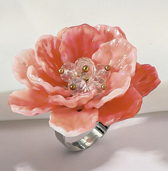 Colorful Resin Petal Flower Adjustable Ring