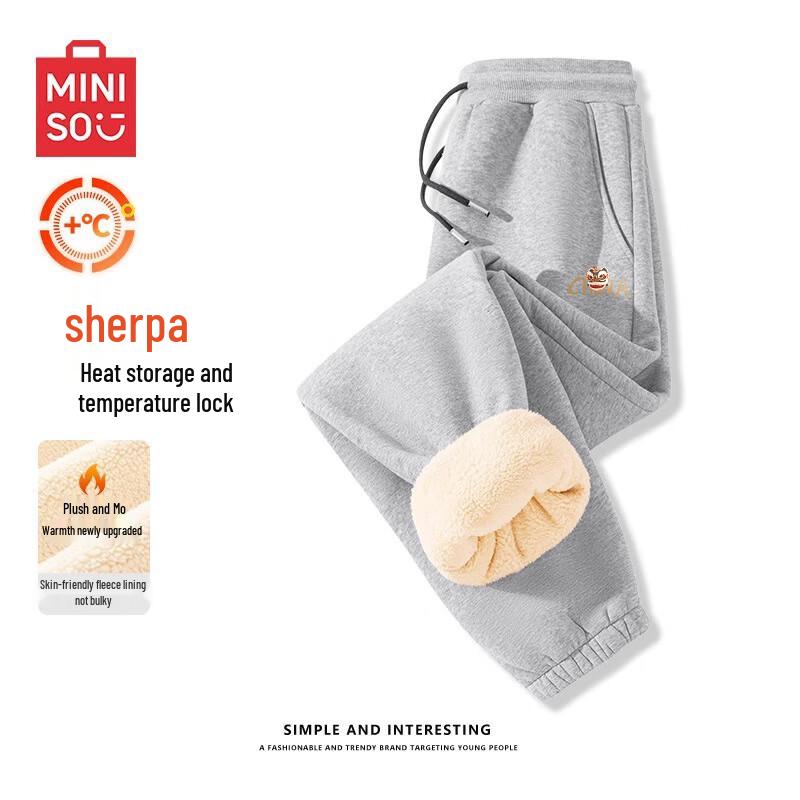 

MINISO Men s Lamb Wool Fleece Jogger Sweatpants L