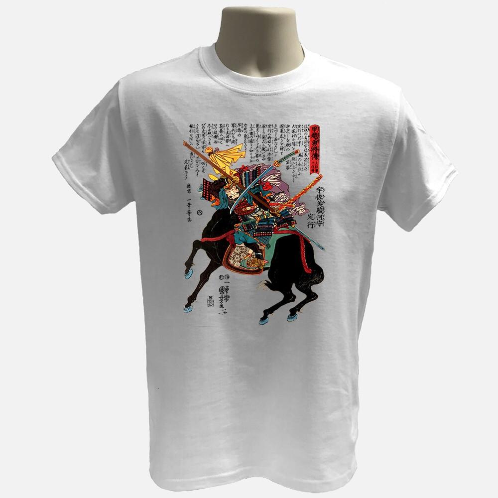 Samurai warrior Tee graphic T shirt Japanese Samurai warrior horseback Tee Unisex T-Shirt XXL