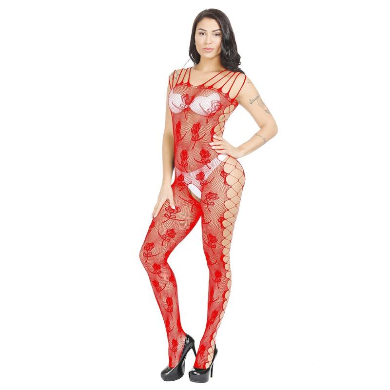 Sex underwear sexy mesh socks long-sleeved open-file one-piece stockings hollow-out temptation one-piece socks roses