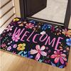 Vintage Floral Welcome Doormat Charming Country Home Decor Flower Design Carpet Soft Non-Slip Floor Rug for Entryway