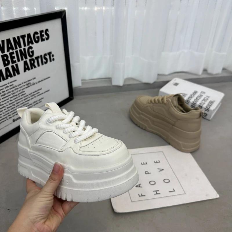 Pantofi de Damă din Piele PU  Iarnă Talpă Groasă Pantofi cu Platformă Anti-Alunecare Casual Pantofi Tip Pâine Platformă Zapatos Para Mujeres