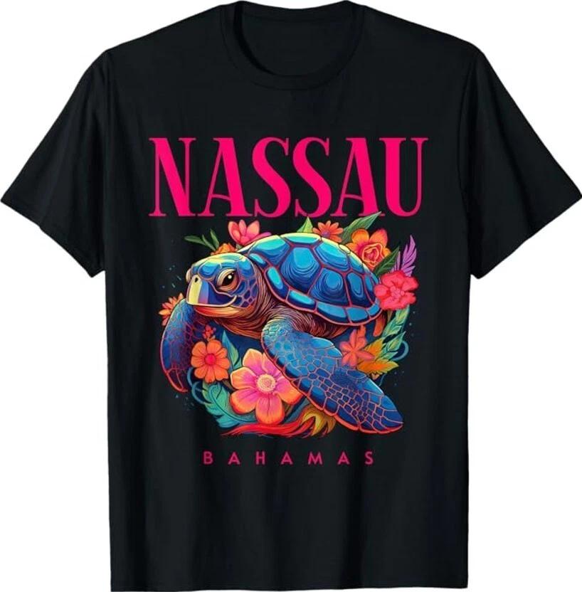 Nassau Bahamas Floral Beach Turtle Souvenir T-Shirt XXXXL
