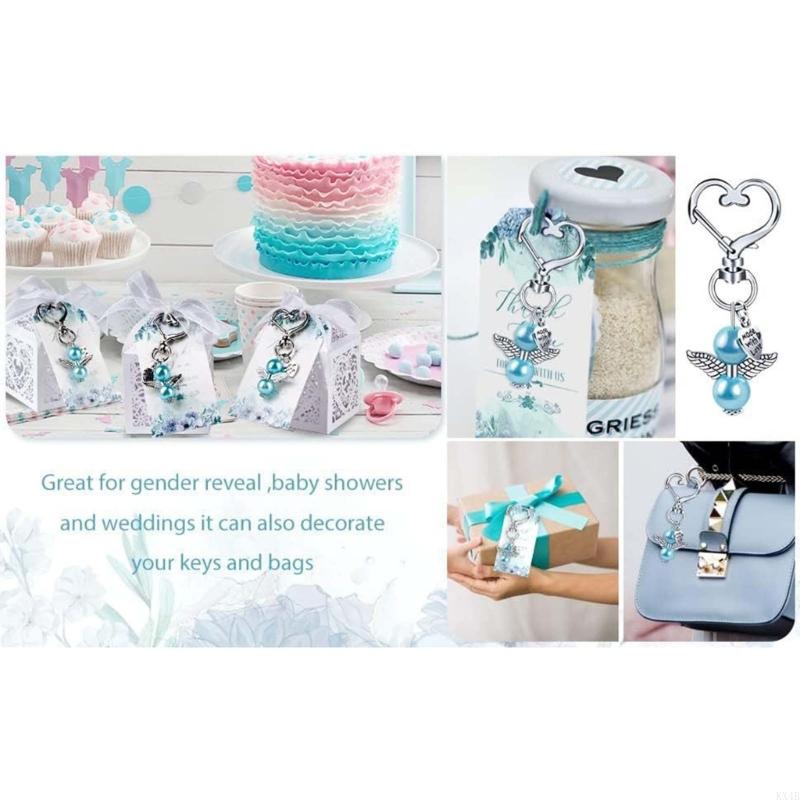 KX4B 24pcs Keychains with Candy Boxes Thank You Tags Baby Shower Guest Return Wedding