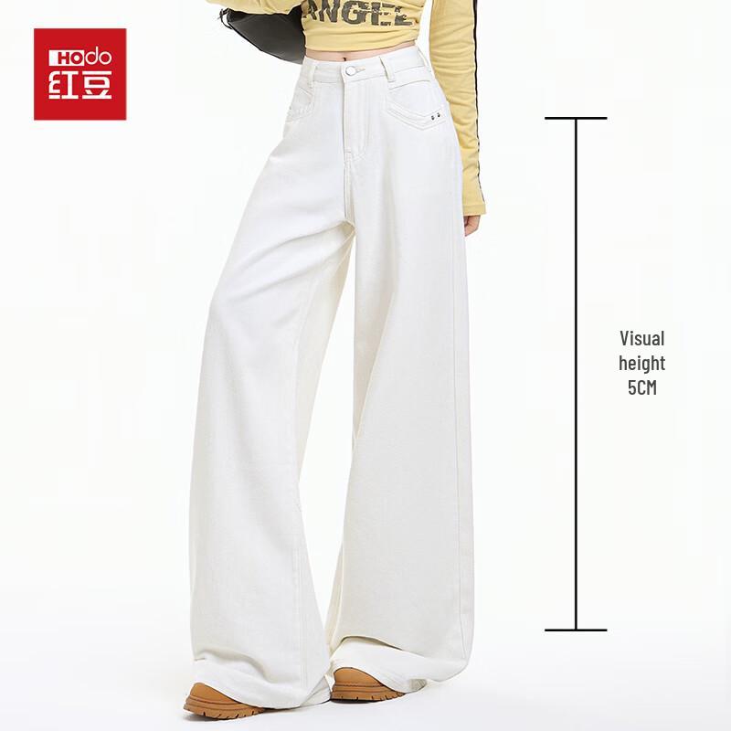 Hongdou Women's High-Waisted Cotton Flared Jeans