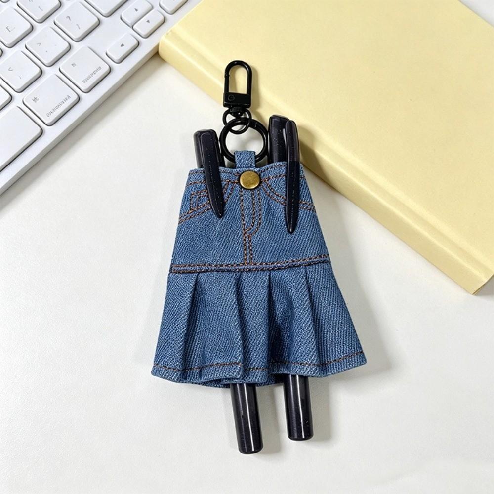 Creative Mini Denim Jeans Pen Holder Skirt Stationery Pouch Cute Keychain Student
