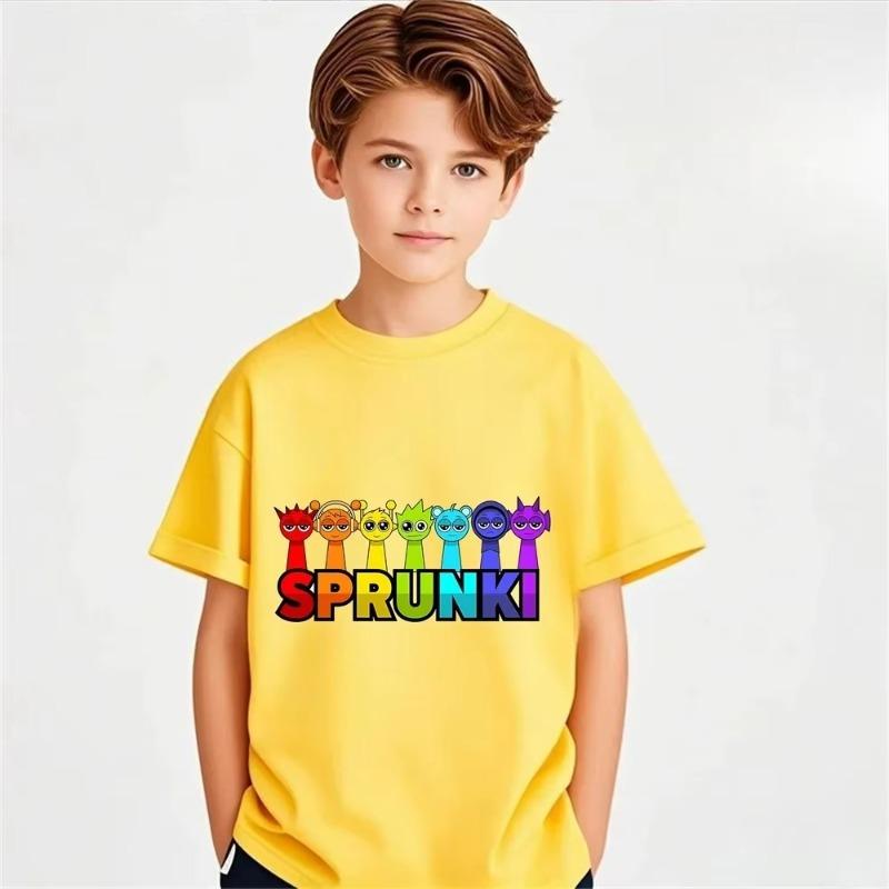 2026 Hot Sprunki Cartoon T Shirt Summer Kids Game Clothes Teen Boys Short Sleeve Tops Baby Girls Cartoon Children Clothing
