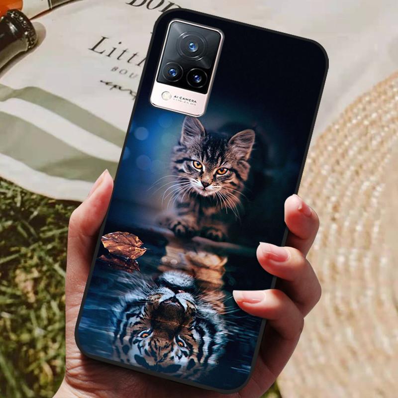 Dla Etui Coque vivo V21e Silikonowe Etui na Telefon z Tylną Pokrywą Dla vivo V21e Etui Miękki Bumper Funda na vivo V2061 V21 e V 21e 6.44" Torba