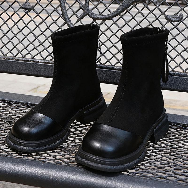 British Martin boots children's autumn and winter 2025 new thick heel thin boots French small thin short boots