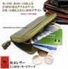 Tochigi Leather Mini Wallet for Men and Women, Genuine Leather, L-Zipper, Compact, Card Case, Coin Purse, Made in Japan, Cowhide Leather, Slim (Navy)