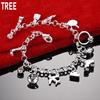 925 Sterling Silver Fashion Element Pendant Side Chain Beautiful Bracelet Gift Jewelry