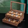 Retro Wood Grain Watch & Eyeglass Storage Box: Available in 3, 6, and 12 Slots