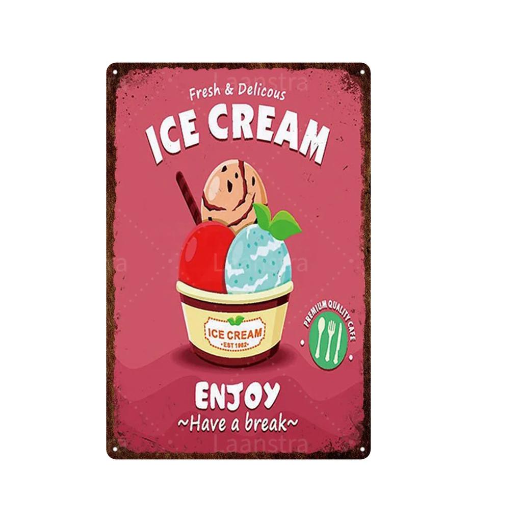 Soft Serve Ice Cream Iron Poster Painting Tin Sign Vintage Wall Decor for Cafe Bar Pub Home Beer Decoration Crafts