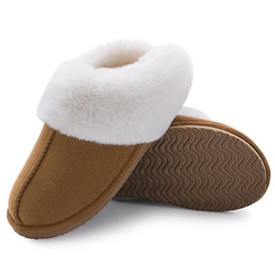 Fashion Comwarm Winter Suede Fur Slippers for Women Plush Home Slippers Fluffy Faux Fur Shoes Indoor Outdoor Furry House Fuzzy Slides