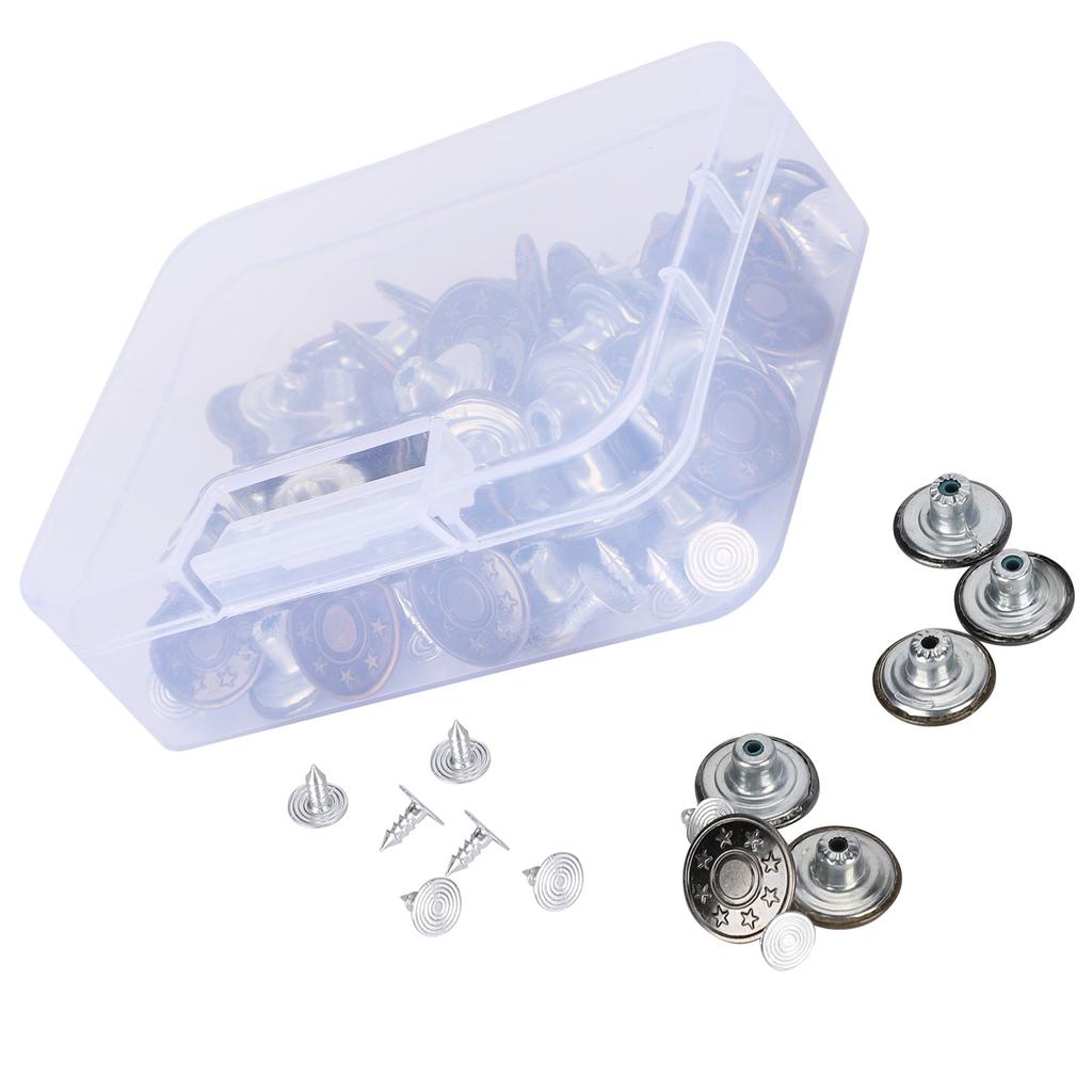 120Pcs Replacement Jeans Buttons Pants Metal Fastener Tack Kit Clothing Accessories