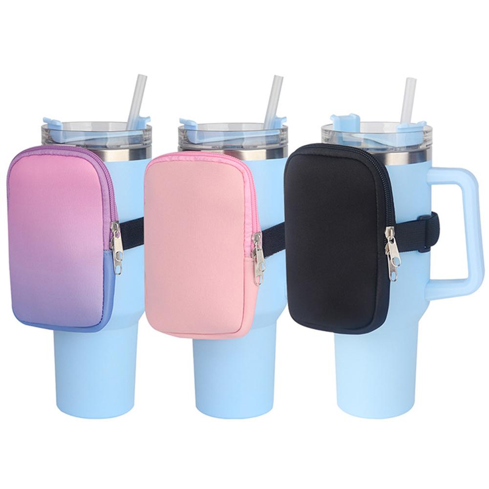 Water Bottle Pouch Diving Fabric Portable Bag Water Bottle Wallet Water Bottle Caddy With Dual Zipper For Phone Keys Card