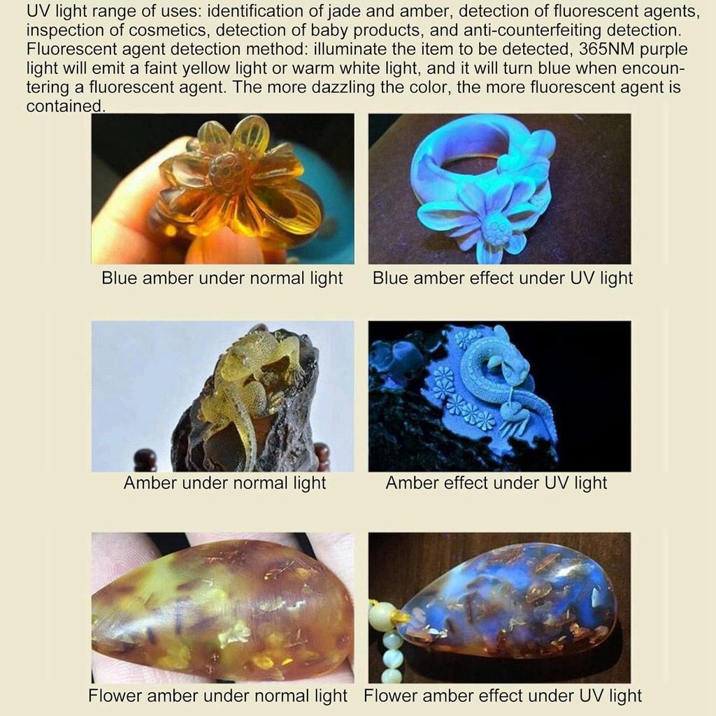 Jade Appraisal Light Detector Lamp, Expert Jade Flashlight, Super Bright DX4 USB Rechargeable Quad LEDs Expert Jade Appraisal Flashlight for Jewelry