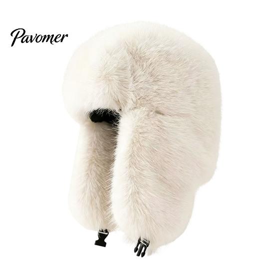 Cozy Outdoor Sports Cap Faux Fur Trapper Hat, Fuzzy Winter Hat with Ear Flaps, Fleece Fashionable Headwear Lined Windproof Ushanka for Women