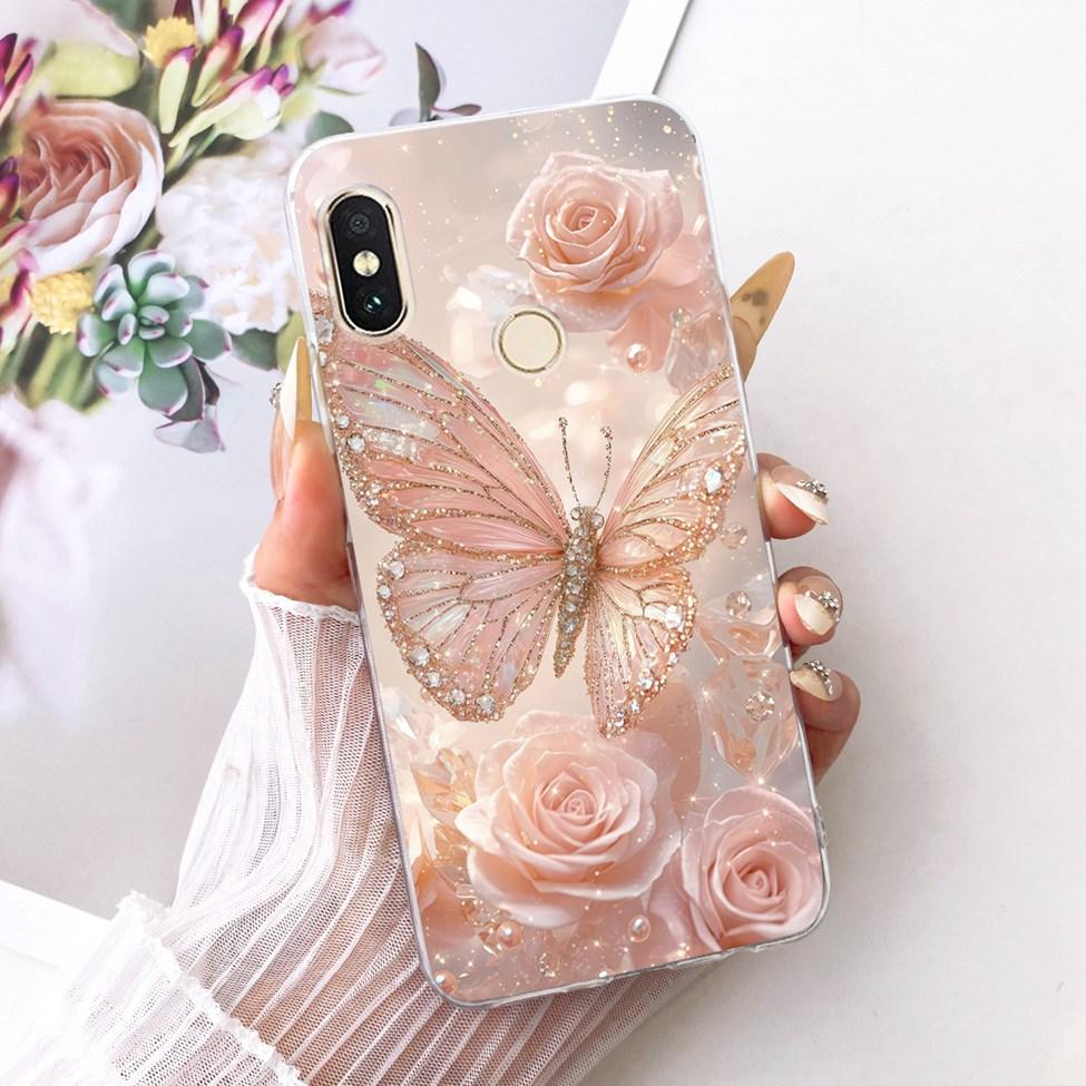 Transparent For Redmi 6 Pro Cover For Xiaomi Mi A2 Lite Case Cute Cartoon Fashion Butterfly Funny Painted Casing M1805D1SG