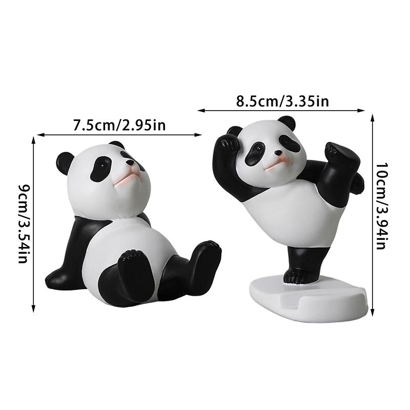 Panda Phone Holder Panda Figurines For Universal Cell Mobile Phone Stand Holder Resin Sculpture Statue Home Office Desk Decor