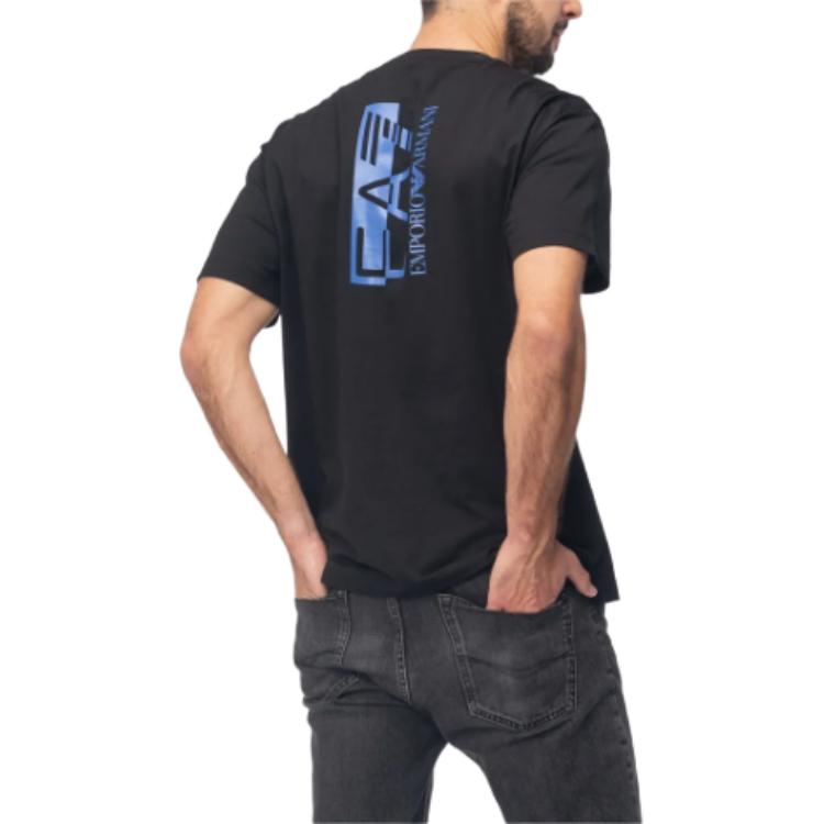 Emporio Armani EA7 Round Neck Letter Print Pullover Short Sleeve T-Shirt Men Tops Black 6RPT01PJNVZ1200
