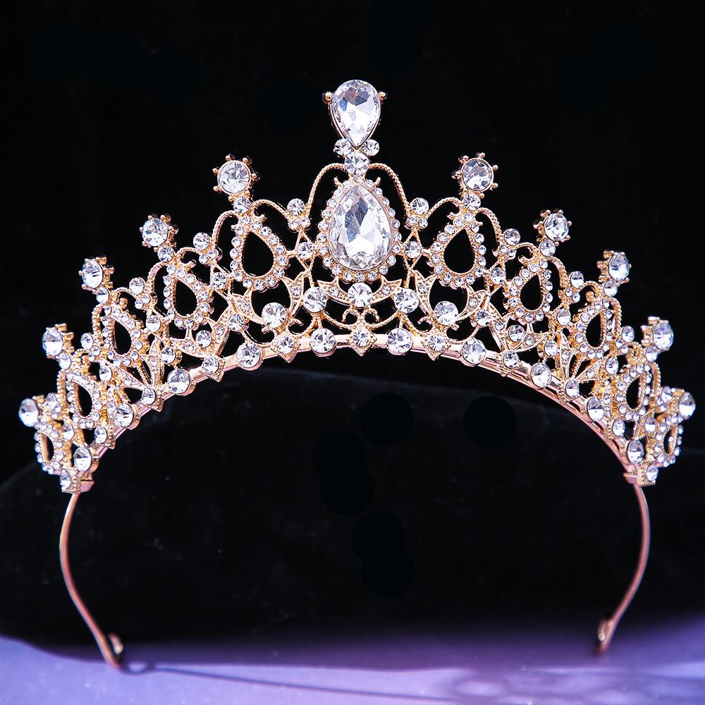 DIEZI Luxury Elegant AB Crystal Crown Hair Accessories Tiara For Women Party Red Purple Rhinestone Bridal Crown New Hair Zircon